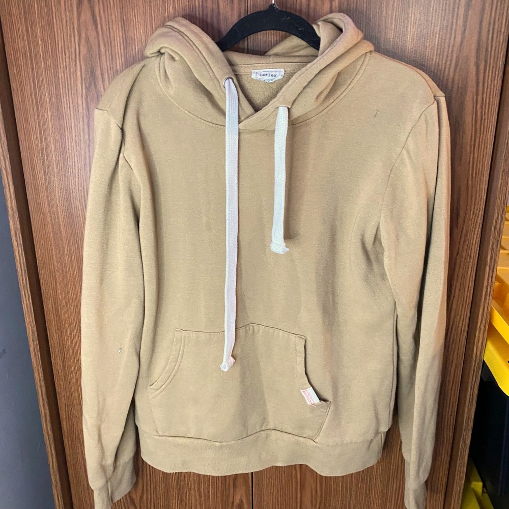 Reflex Hoodie Sweatshirt Mens Large Tan Khaki Long Sleeve Fleece